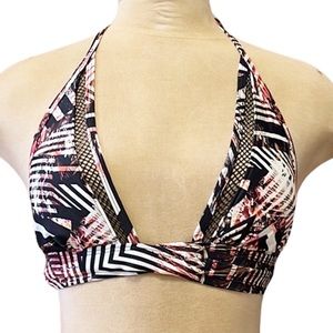 Express Bikini Top Swim Black Print Mesh Swimsuit S Small New